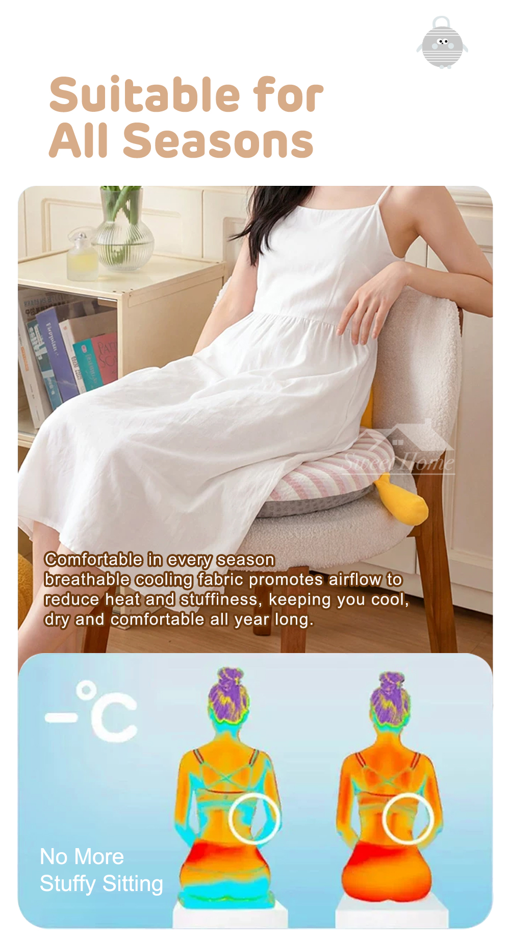 Cute Feet Round Seat Cushion-6